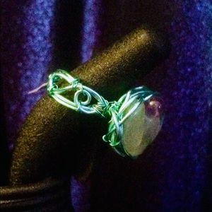 Genuine aventurine & amethyst angel ring handmade